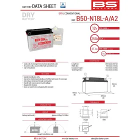 BS battery B50-N18L-A/A2 (Y50-N18L-A/A2) 12V 20AH 205x90x162