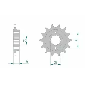 AFAM plieninė standartinė priekinė žvaigždutė 52610 - 520 14-15 dantukų DUCATI MONSTER / RS / R / S / SPS / BIPOSTO / STRADA 748-800cc 95-05