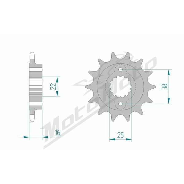 AFAM plieninė standartinė priekinė žvaigždutė 52610 - 520 14-15 dantukų DUCATI MONSTER / RS / R / S / SPS / BIPOSTO / STRADA 748-800cc 95-05