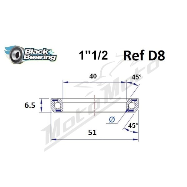 BLACK BEARING 36°/45° Headset Bearing 40x51x6.5 mm HB-D8