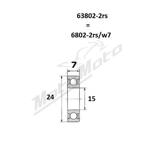 BLACK BEARING B5 guolis 15x24x7 mm 63802-2RS