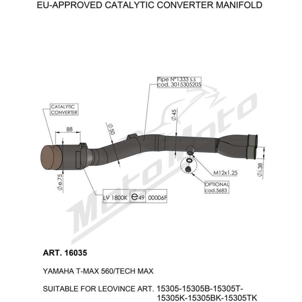 LEOVINCE Catalytic Converter YAMAHA XP 560 T-MAX 20-24