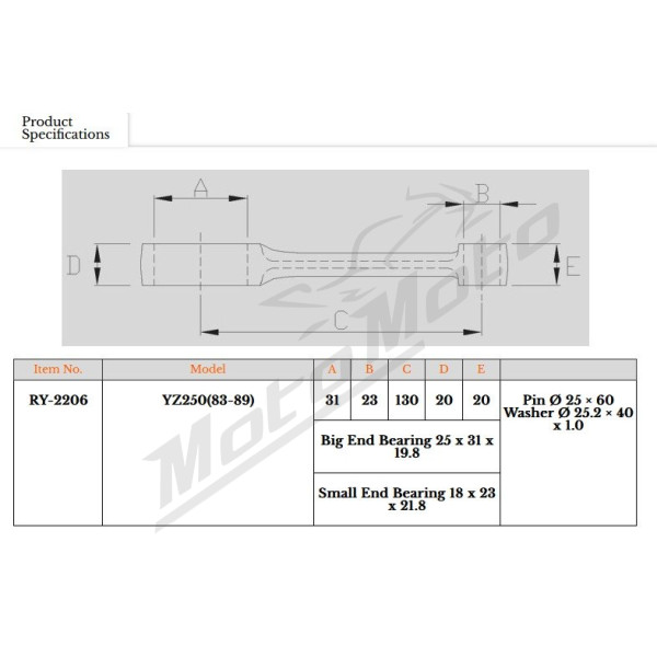 Royal Rods connecting rod YAMAHA YZ 250 83-89