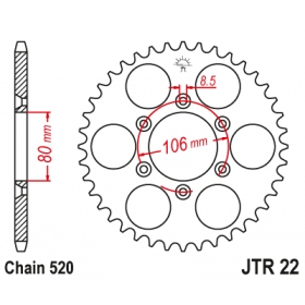 Rear sprocket JTR22 APRILIA MX / SX / RX 125