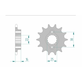 AFAM Steel Standard Front Sprocket 52604 - 520 14-15 teeth DUCATI SUPERSPORT / MONSTER / SUPERLIGHT / SCRAMBLER 600-900cc 88-22