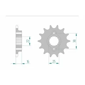 AFAM plieninė standartinė priekinė žvaigždutė 52604 - 520 14-15 dantukų DUCATI SUPERSPORT / MONSTER / SUPERLIGHT / SCRAMBLER 600-900cc 88-22