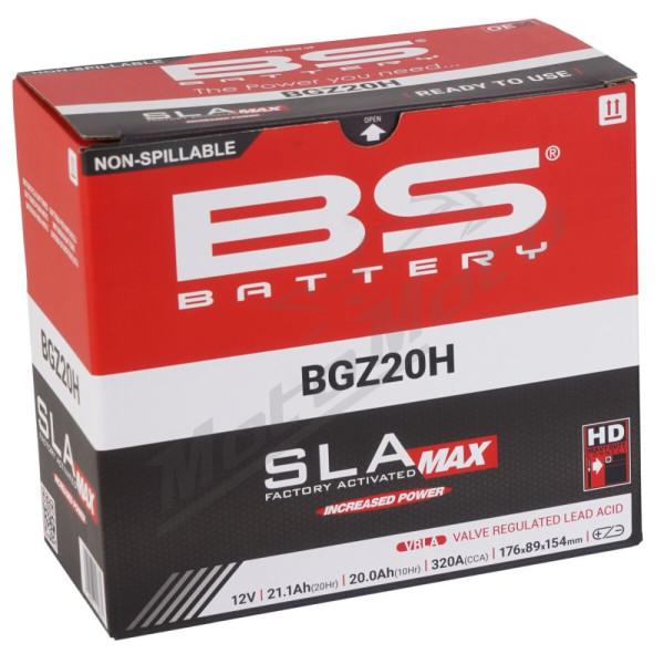BS BATTERY SLA MAX Factory- Activated AGM Maintenance-Free Battery BGZ20H 12V 20Ah