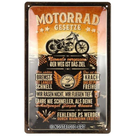TIN SIGN MOTORRAD GESETZE 20x30 