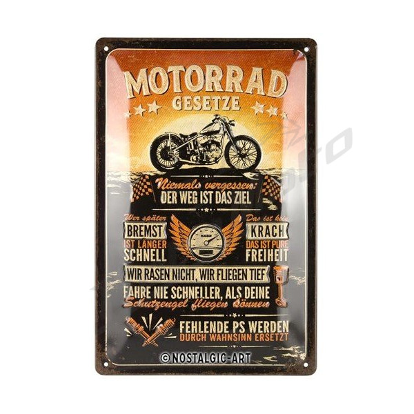 TIN SIGN MOTORRAD GESETZE 20x30 