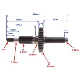 Transmission / Gearbox drive shaft SHINERAY ATV XY250ST-9C