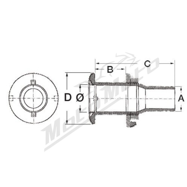 Osculati S.S flush thru hull 3/4"x24mm
