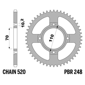 PBR Standard C45 Steel Rear Sprocket 248 - 520 Honda CB 250 RSA 1980-1983