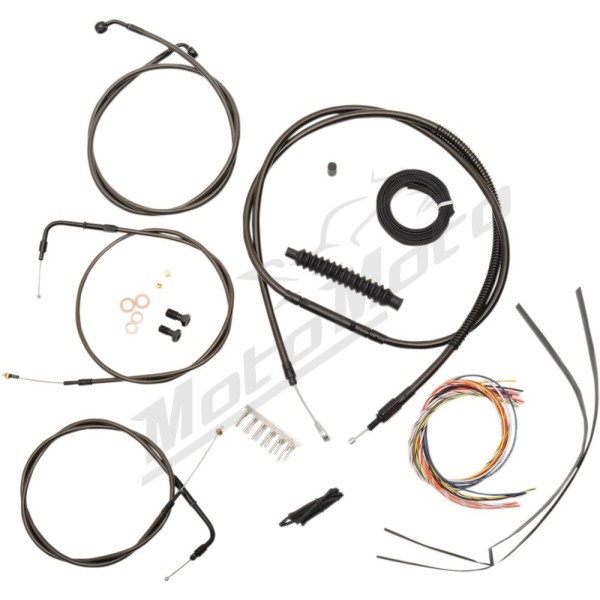 LA CHOPPERS Complete Midnight Braided Handlebar Cable/Brake Line Kit Harley Davidson 1340-1450 96-06