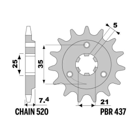 PBR Steel Standard Front Sprocket 437 - 520 SUZUKI DR 600-650cc 1985-1995