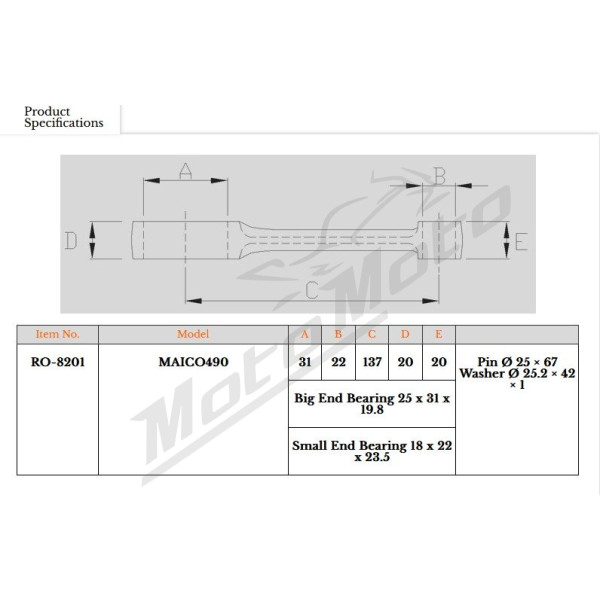 Royal Rods Connecting Rod Maico Spider / Spider E 490cc 85-86