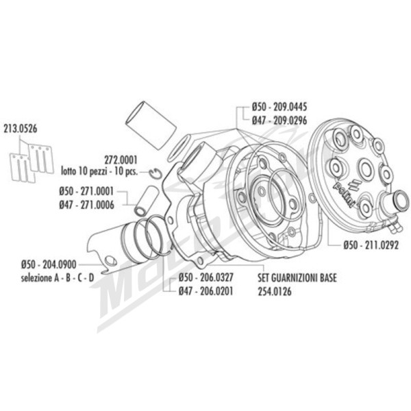 POLINI Cylinder Kit Ø50mm Aprilia/ Beta / Bultaco / Cagiva / MBK / Peugeot / Rieju / Yamaha 50cc 87-25