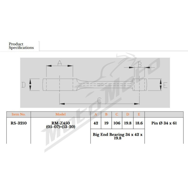 Royal Rods connecting rod Suzuki RM-Z 450cc 05->
