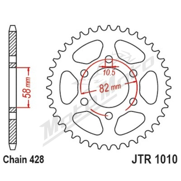 JT/JT Chain Kit 428HDR 14/37 Standard - Standard Rear Sprocket Benelli Tornado 125cc 24-25