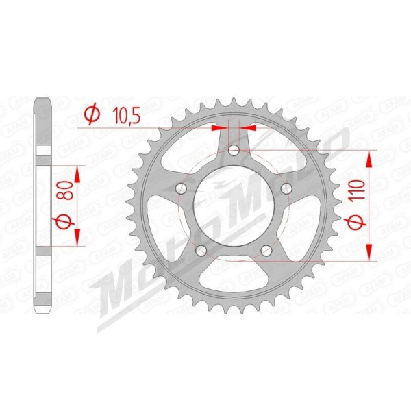AFAM Steel Standard Rear Sprocket 525 36-44 teeth HONDA VT / CB / XBR 450-600cc 85-00
