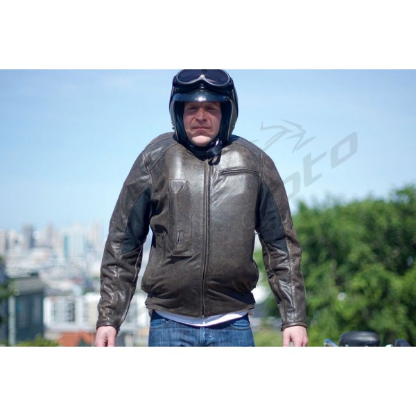 Helite Leather Airbag Motorcycle Jacket Brown