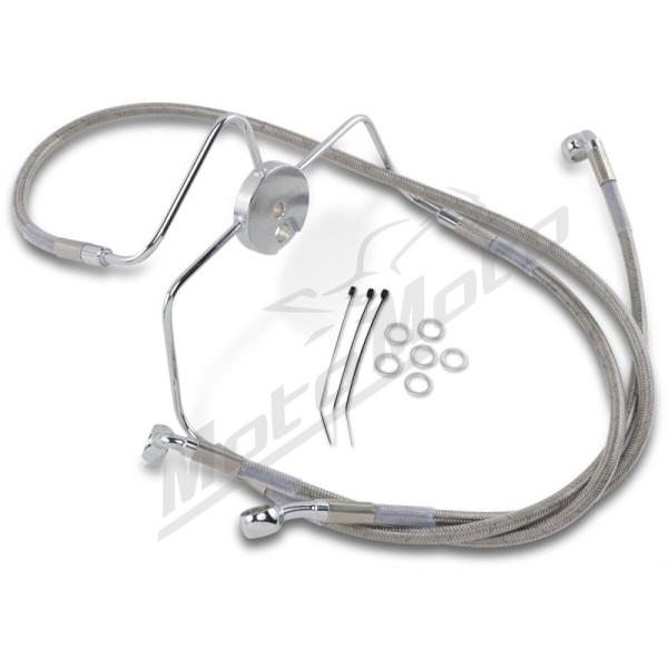 DRAG SPECIALTIES Extended Length Stainless Steel Brake Line Kit Harley Davidson FLHR / FLHRC / FLHRCI / FLHRI 1340-1800cc 94-07