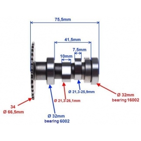 Paskirstymo velenas GY6 125cc 4T