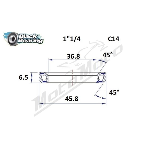 BLACK BEARING 45°/45° Headset Bearing 36.8x45.8x6.5x HB-C14