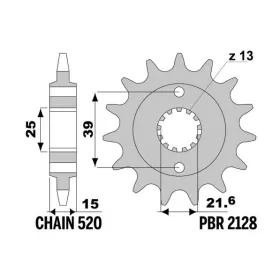 PBR Steel Standard Front Sprocket 2128 - 520 ​​​​​​​KAWASAKI ZX6R / KYMCO KXR 250-600cc 1995-2005