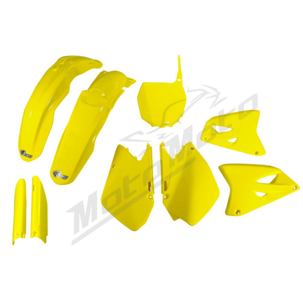 UFO Plastics set with fork guards yellow Suzuki RM 125-250 06-24