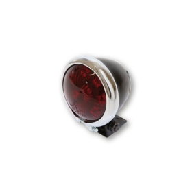 SHIN YO LED Taillight Bates Style, Black Housing With Chrome Frame, Red Glass