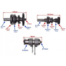 Transmisijos / pavarų dėžės dantračių komp. 139FMB/ 154FMB/ kiniet. ATV / krosinio 50-125cc 3bėgių