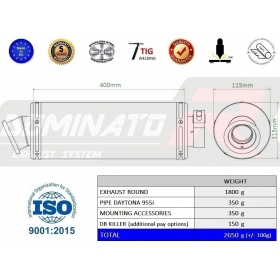 Duslintuvo kompl. DOMINATOR ROUND TRIUMPH DAYTONA 955i 2002-2006