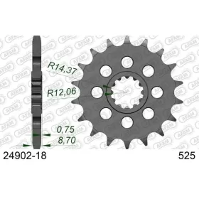 AFAM plieninė standartinė priekinė žvaigždutė 24902 - 525 18 dantukų KAWASAKI Z / NINJA 1000cc 15-25