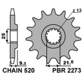 PBR Steel Standard Front Sprocket 2273 - 520 KAWASAKI NINJA / Z 250-400cc 2015-2024