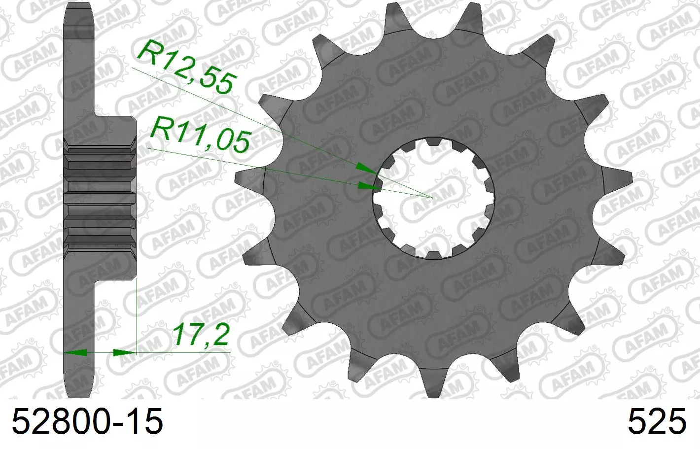AFAM Steel Standard Front Sprocket 52800 - 525 15 teeth DUCATI MULTISTRADA / DESERT 937-950cc 17-25