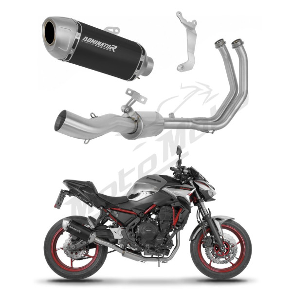 Dominator Full Exhaust System Collector Silencer S6 BLACK + dB killer Kawasaki Z650 2023->
