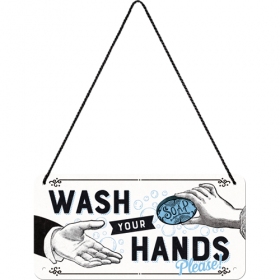 Metalinė lentelė WASH YOUR HANDS 10x20