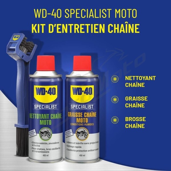 WD-40 Specialist Motorcycle Chain Maintenance Kit - 2x Spray 400ml
