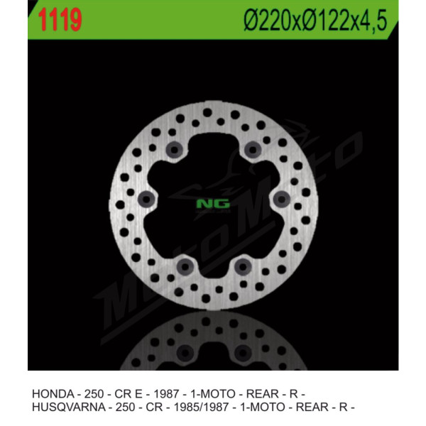 NG Rear Fixed Brake Disc 220X122X4.5mm Husqvarna CR 250cc 85-87