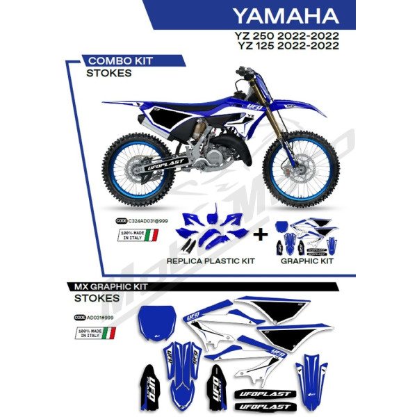 UFO Plastics and stickers set with fork guards Yamaha YZ 125-250 22-26