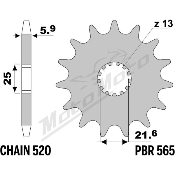 JT/PBR Grandinės komplektas 520HDS 13/49 Kawasaki KX 250 03-04