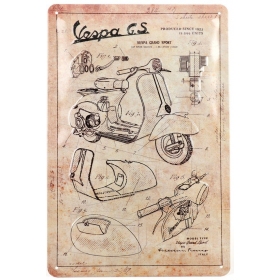 Metal tin sign VESPA PARTS 20x30