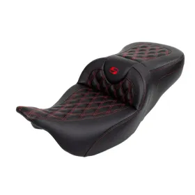 SADDLEMEN Road sofa Lattice Stitch Seat Red With Backrest Harley Davidson FLHR / FLHRC / FLHTC / FLHX / FLTRXS 1584-1923 08-23 