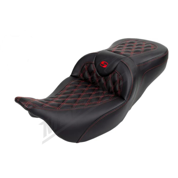 SADDLEMEN Road sofa Sėdynė raudona su atlošu Harley Davidson FLHR / FLHRC / FLHTC / FLHX / FLTRXS 1584-1923 08-23 