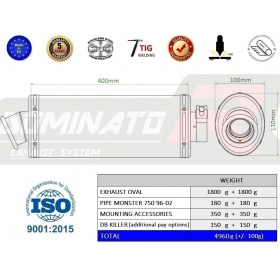 Exhausts silincers Dominator Oval DUCATI MONSTER 750 1996-2002