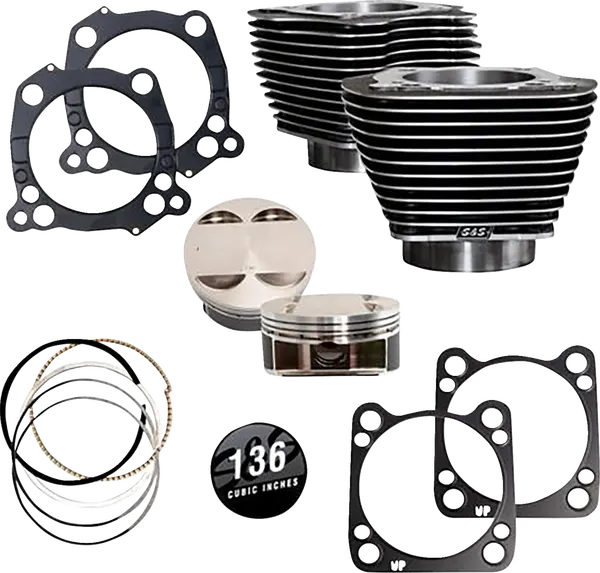 S&S CYCLE 136" Big Bore Cylinder Kit Harley Davidson FLDE / FLFB / FLFBS / FLH / FLHC 1690-1977cc 17-26