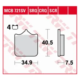 TRW KH604/4 sinter track Brake Pads Aprilia / Ducati / KTM / Triumph 690-1050cc 01-16