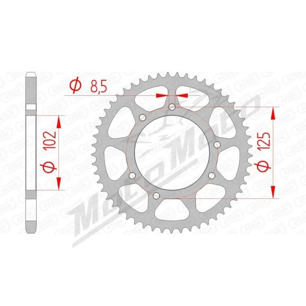 AFAM plieninė standartinė galinė žvaigždė 420 53-59 dantukų APRILIA / BULTACO / DERBI / GILERA 50cc 98-22