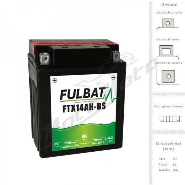 FULBAT  Accumulator 12 Ah 210 A EN 12V YTX14AH-BS (FTX14AH-BS)