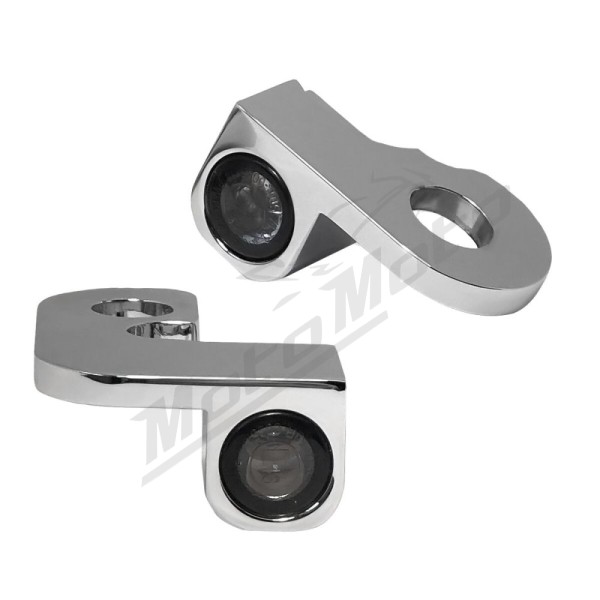 HEINZ BIKES NANO Series Handlebar Turn Signals Chrome Harley Davidson FLD / FXD / FXDBA / FXDL / FXDWG / FXDX 1340/1800 91-17 